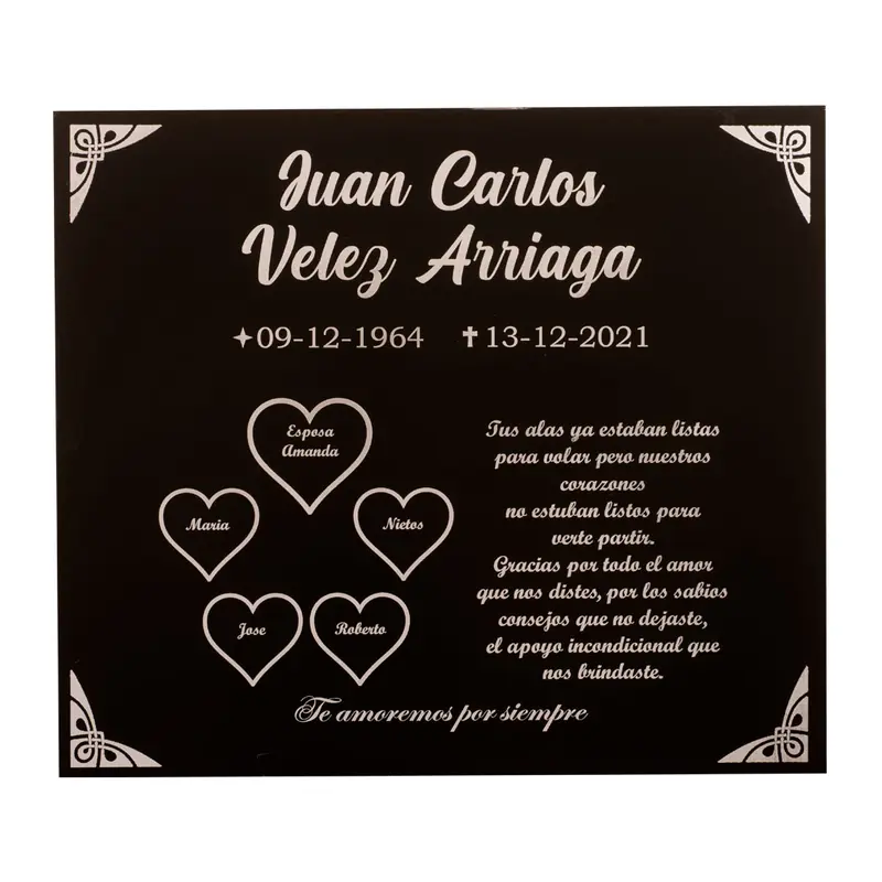 Lápida de bóveda en Aluminio, lápida de bóveda en aluminio